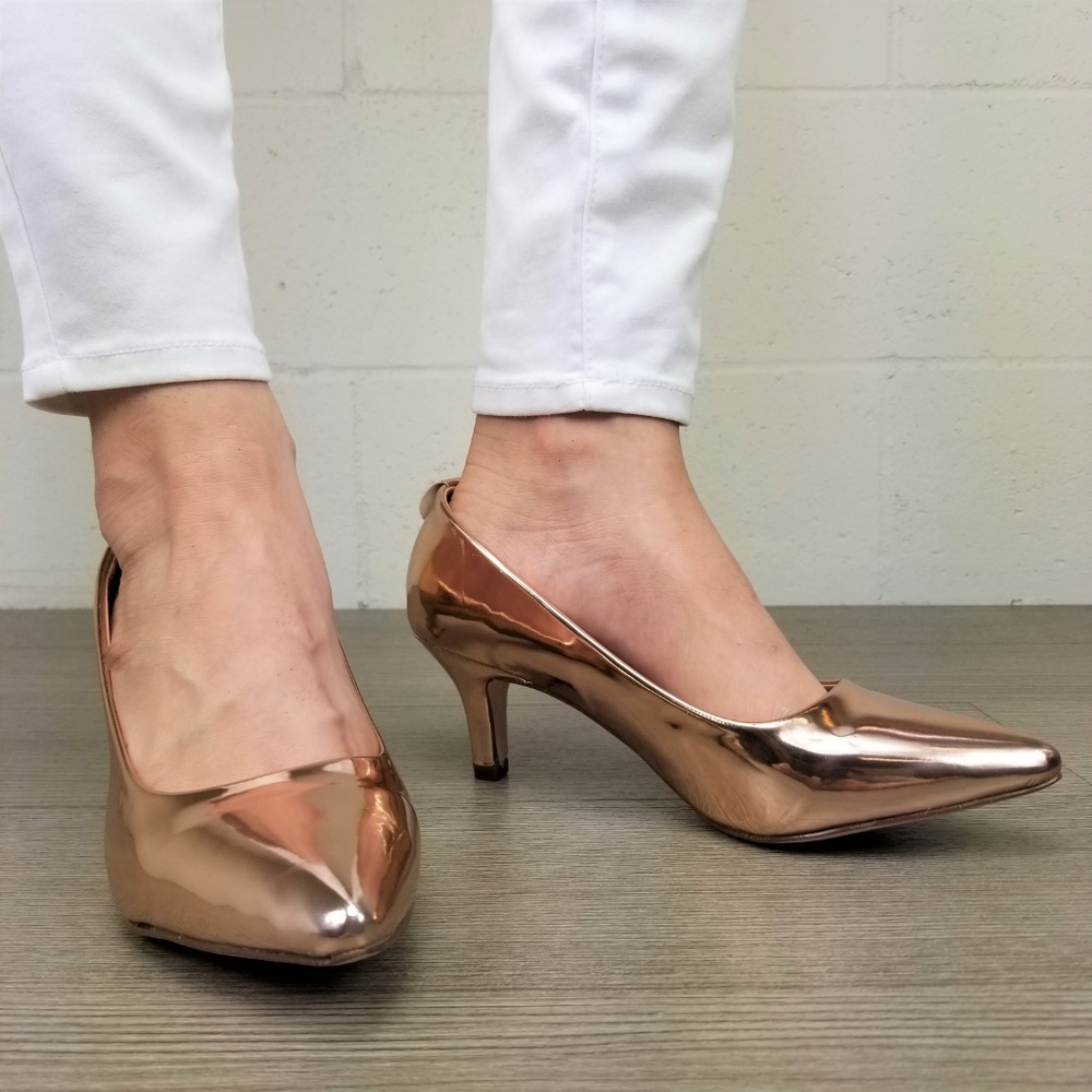Pointy toe Vintage Style Low Heel Pumps - Picture 5 of 8